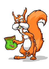 Happy Smiling Squirrel With Peanut