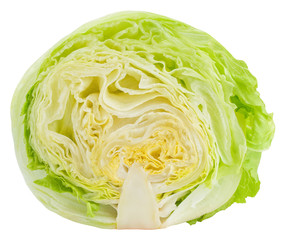Green iceberg lettuce isolated on white background, clipping path, full depth of field