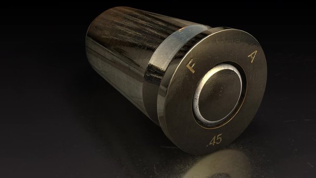 A 3d render of a bullet forty five caliber