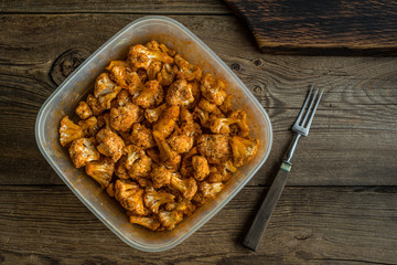 Cauliflower rosettes in a herbal marinade.