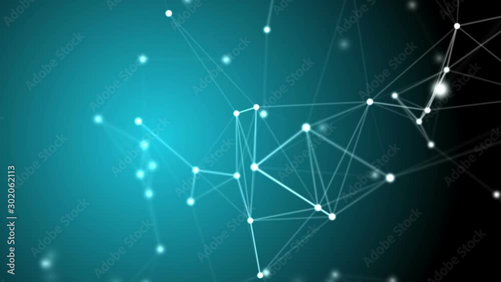 Poster blue futuristic technology abstract background. plexus lines and light dots in organic slow motion. 