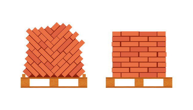 Vector Brick Pallet Icons In Flat Style