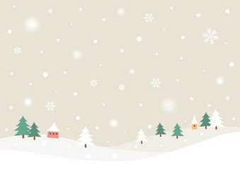 Winter rural landscape with snow.Flat style vector illustration.