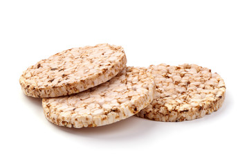 Rice cakes, corn biscuits, isolated on white background