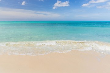 Amazing beauty Eagle Beach of Aruba Island. Caribbean sea beach.  Beautiful nature background.