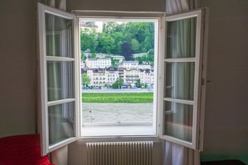 View of the Salbach River in Salzburg