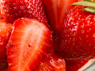Fresh red strawberries closeup - 302064129