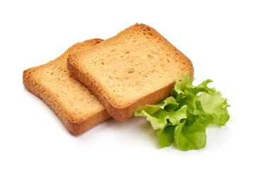 Roasted toast bread, isolated on white background