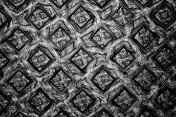  Abstract mosaic background, squares in black-white with ornament. Dark fantasy theme. Beautiful background for wallpaper and poster.