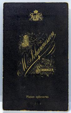 Back of Carte De Visite CDV, M. Johannessen Photography, Norway 1800's