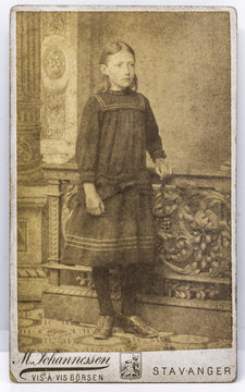 Antique Carte De Visite, Cabinet Card of Young Norwegian Girl 1800's