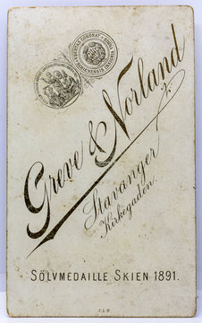 Greve & Norland Carte de Visite, CDV, Back of Photograph 1891