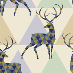 Decorative pattern silhouette of a deer. Silhouette of a deer with a triangular structure. 