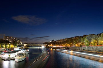 View of the night Seine in Paris