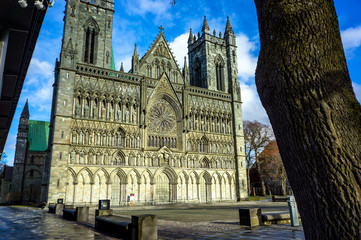 Fototapeta premium Gothic cathedral in Trondheim. Norway