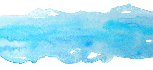 Obraz premium blue watercolor strip with hand-drawn watercolor texture. paint spreads on paper