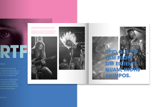Pink and Blue Square Portfolio Layout