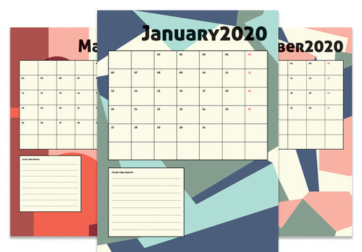 Colorful Geometric Calendar Layout