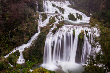 Fototapeta premium long exposure of the Marmore waterfall in Italy and its spectacular water flow