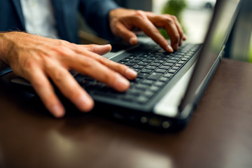 Business Person Typing On Laptop Keyboard