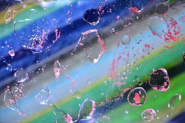 water drops on green background