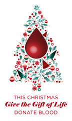 Donate blood Christmas illustration vector save a life