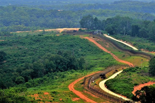 The DMZ in North Korea in daytime