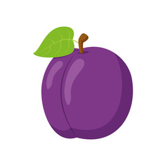 Vector illustration of a funny plum in cartoon style.