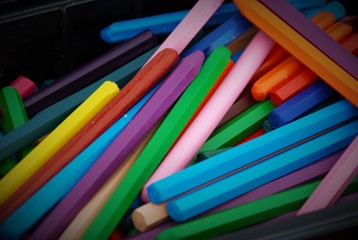 colored pencils on white background