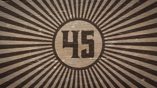 Number forty-five On Wooden Texture. Ideal For Your Numbers / Countdown / Aniversary Projects. High Quality Seamless Animation. 4K, 60fps 