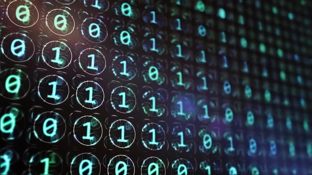 Binary code composition on a black background. Data binary code network. 4K loop animation