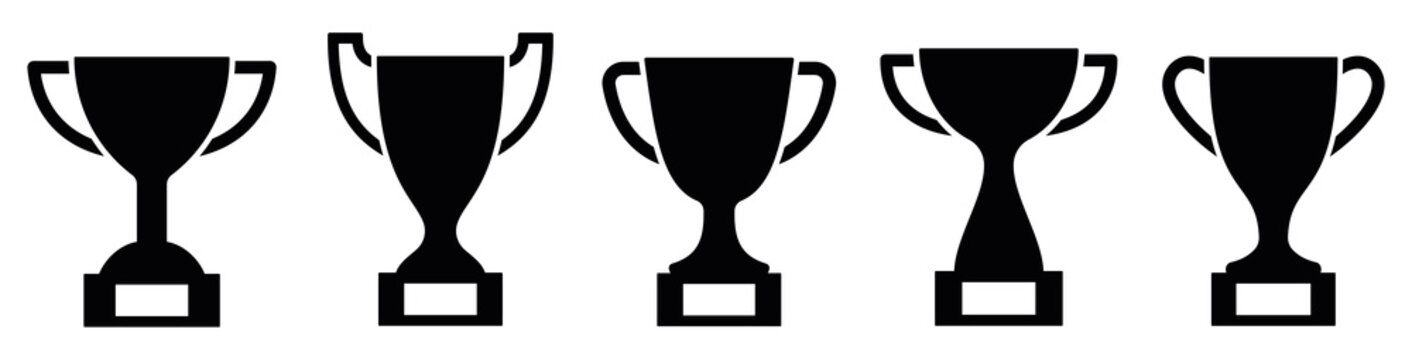 Trophy cup icons set. Vector