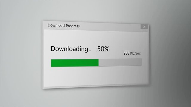 Download With Progress Bar, Closeup Process of Downloading File in Internet. 2 Different Points of View.
