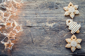 Christmas fir tree on wooden background