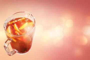 Glass of strawberry smoothie on wooden table