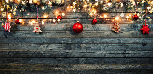 Christmas rustic background with wooden planks