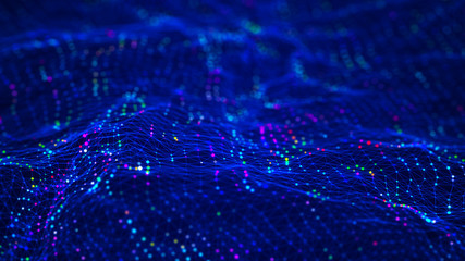 Obraz premium Abstract technology background. Artificial intelligence. Science background. Big data visualization. 3D rendering.