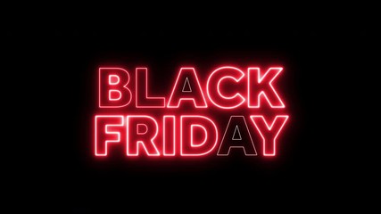 Black friday sale glowing neon light banner