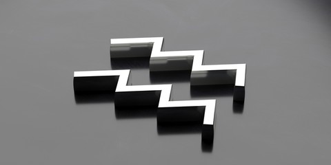 Aquarius constellation. Astrological zodiac symbol on black background. 3d illustration