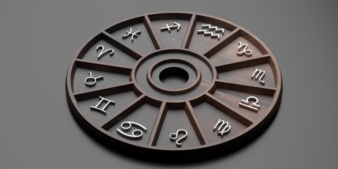Obraz premium Zodiac signs set on black background. 3d illustration