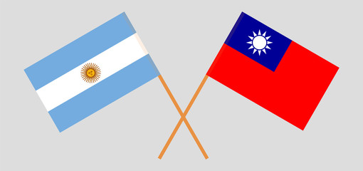 Crossed flags of Taiwan and Argentina