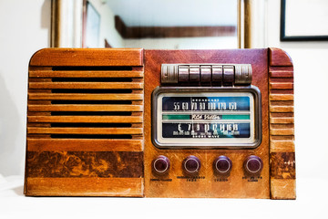 Old vintage wooden radio