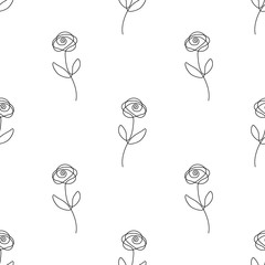 Vector seamless floral pattern with rose. Simple design for wrapping, wallpaper, textile