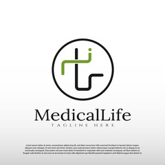 medical logo with line art design. healthcare and medical sign or symbol -vector