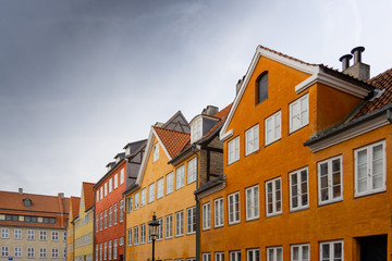 Fototapeta na wymiar Colorful Old Houses in Row, Copenhagen, Denmark