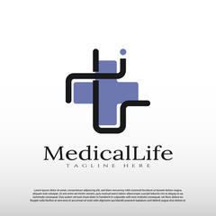 medical logo with line art design. healthcare and medical sign or symbol -vector
