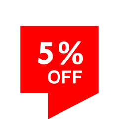 Sale - 5 percent off - red tag isolated - vector