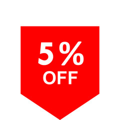 Sale - 5 percent off - red tag isolated - vector