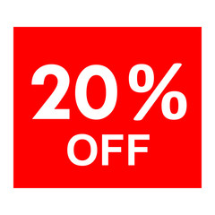 Sale - 20 percent off - red tag isolated - vector