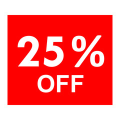 Sale - 25 percent off - red tag isolated - vector